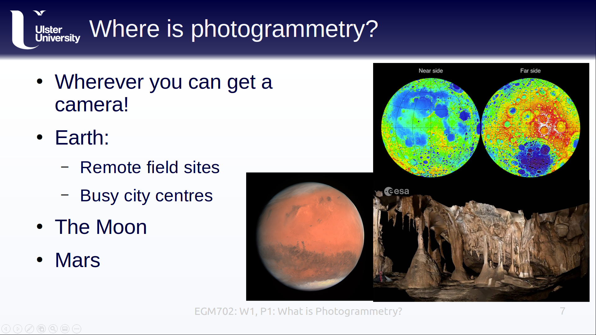 a slide explaining where photogrammetry is applied